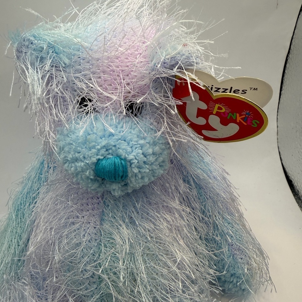TY Punkies  Twizzles plush Fuzzy Blue and White Stuffed Bear 8” 2002 - Picture 2 of 10